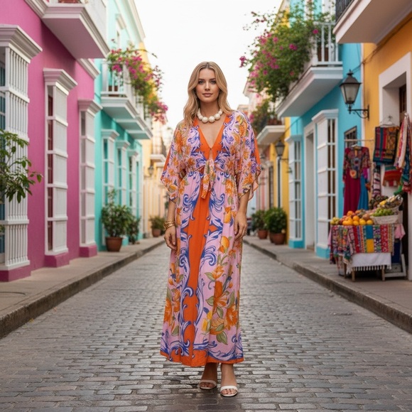 FARM Rio Dresses & Skirts - 🌺 Farm Rio | Floral Tile Maxi Dress | Multi | Size US XSmall